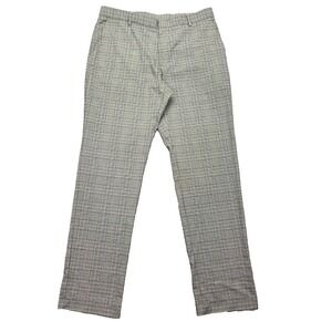 TOMMY HILFIGER TATE WINDOWPANE PLAID‎ Grey Sz 34" DRESS SLACKS PANTS
